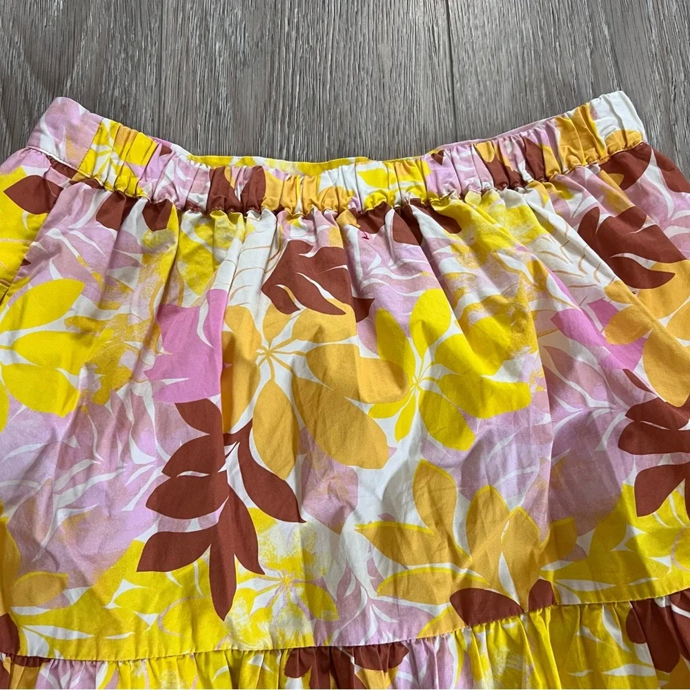Xirena Angeline Tiered Cotton Skirt in Pink Lemonade